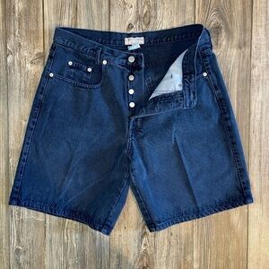 Vintage GUESS High Waist Mom Shorts Y2K Bella Button Fly Dark Wash 32/33” Size 3